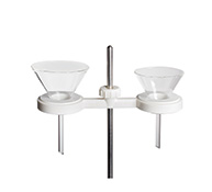 Double funnel holder with holder base and rod