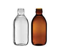 White glass flask, syrup type 125 ml